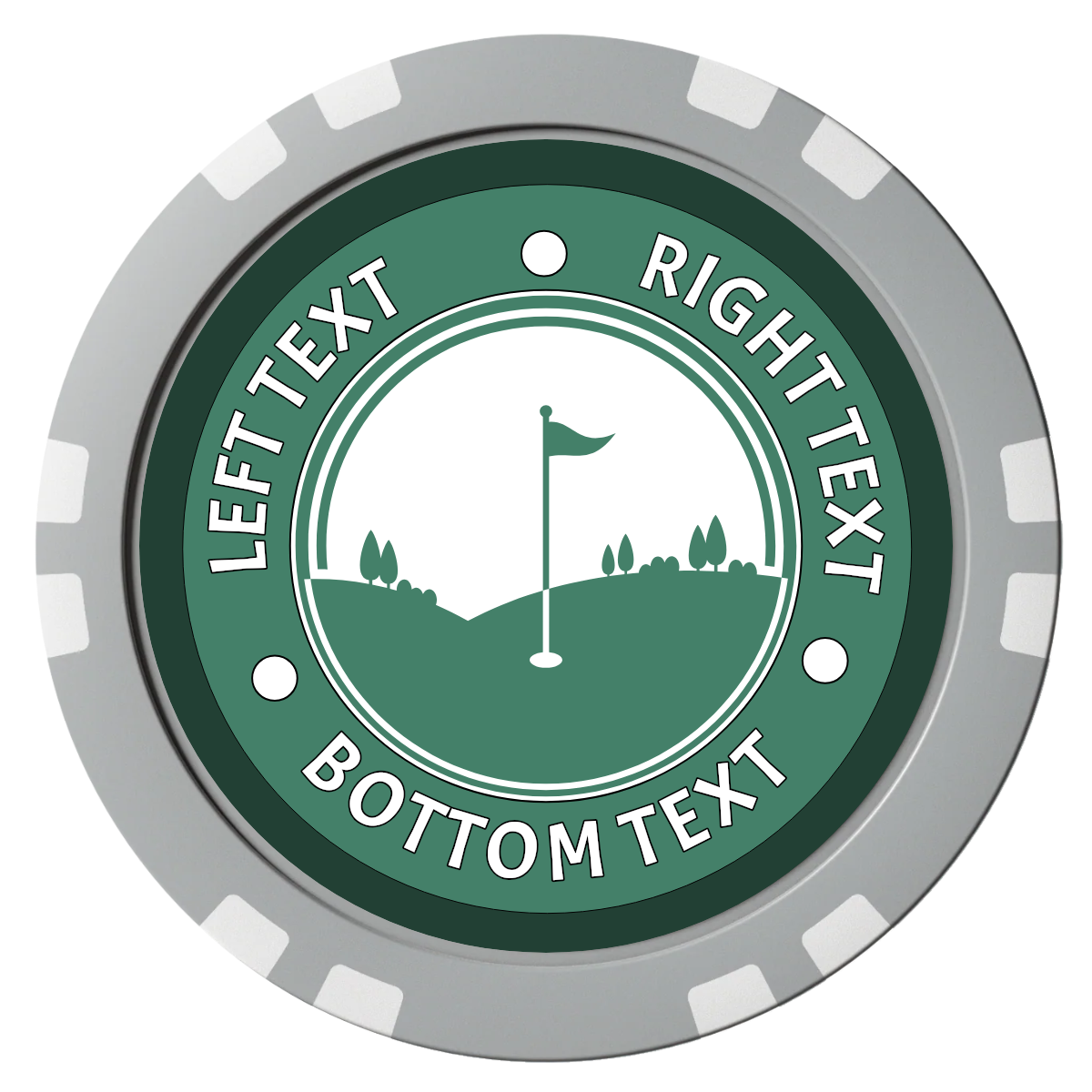 Country Club Golf Course Composite Poker Chips - Gray / Double Stripe - Front