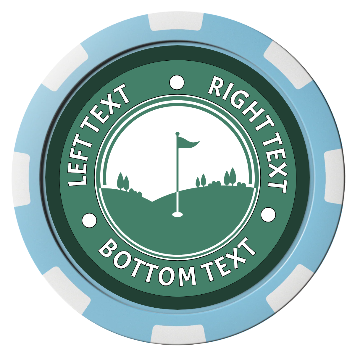 Country Club Golf Course Composite Poker Chips - Light Blue / 8 Spot - Front