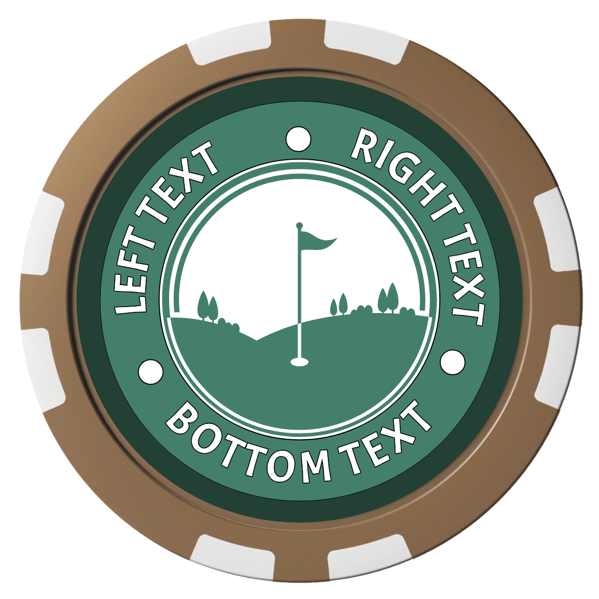 Country Club Golf Course Composite Poker Chips - Brown / 8 Stripe - Front