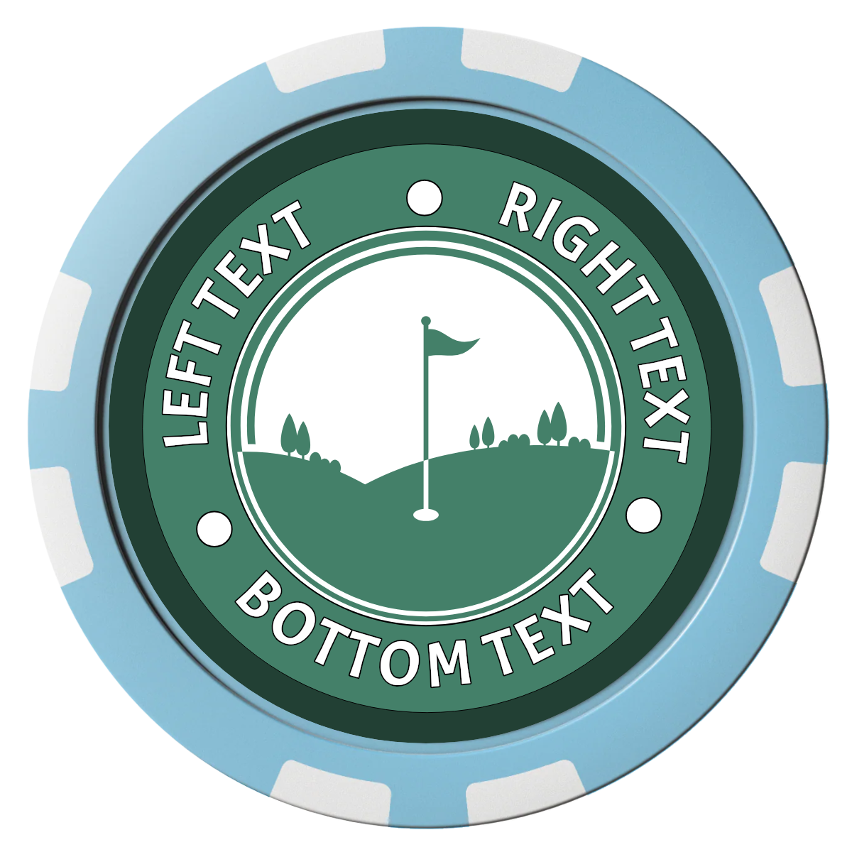 Country Club Golf Course Composite Poker Chips - Light Blue / 8 Stripe - Front