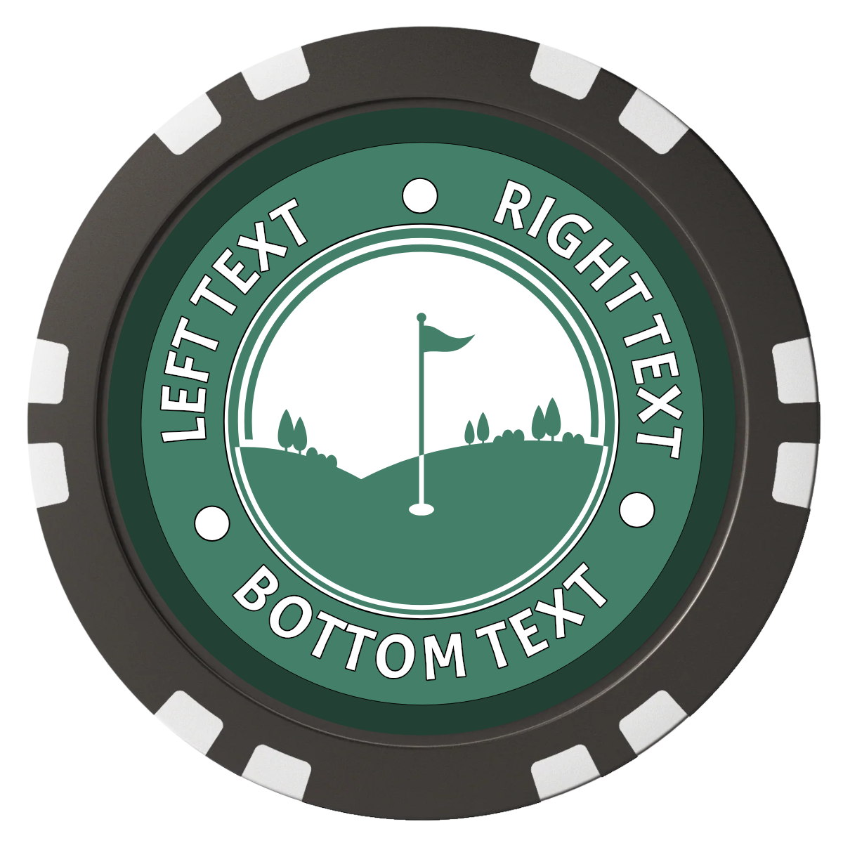 Country Club Golf Course Composite Poker Chips - Black / Double Stripe - Front