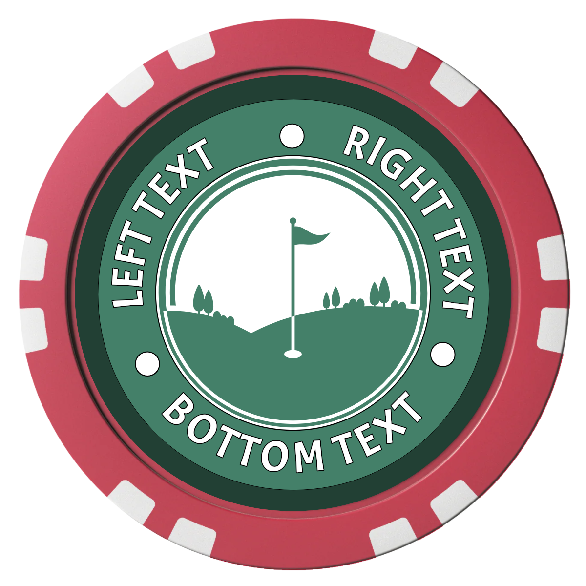 Country Club Golf Course Composite Poker Chips - Red / Double Stripe - Front