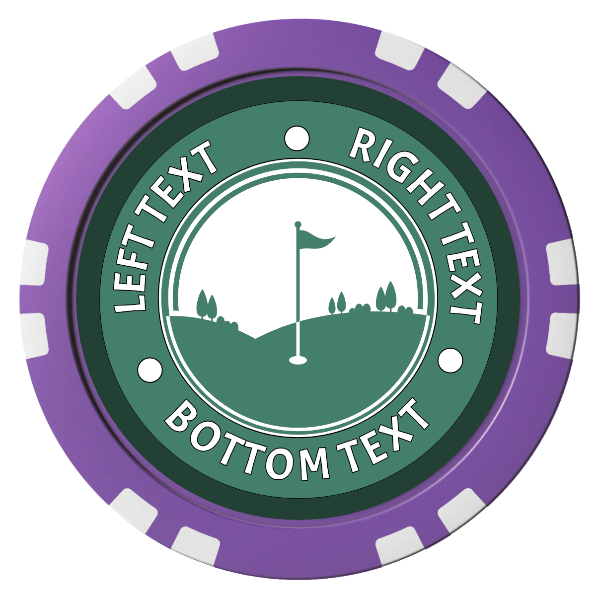 Country Club Golf Course Composite Poker Chips - Purple / Double Stripe - Front