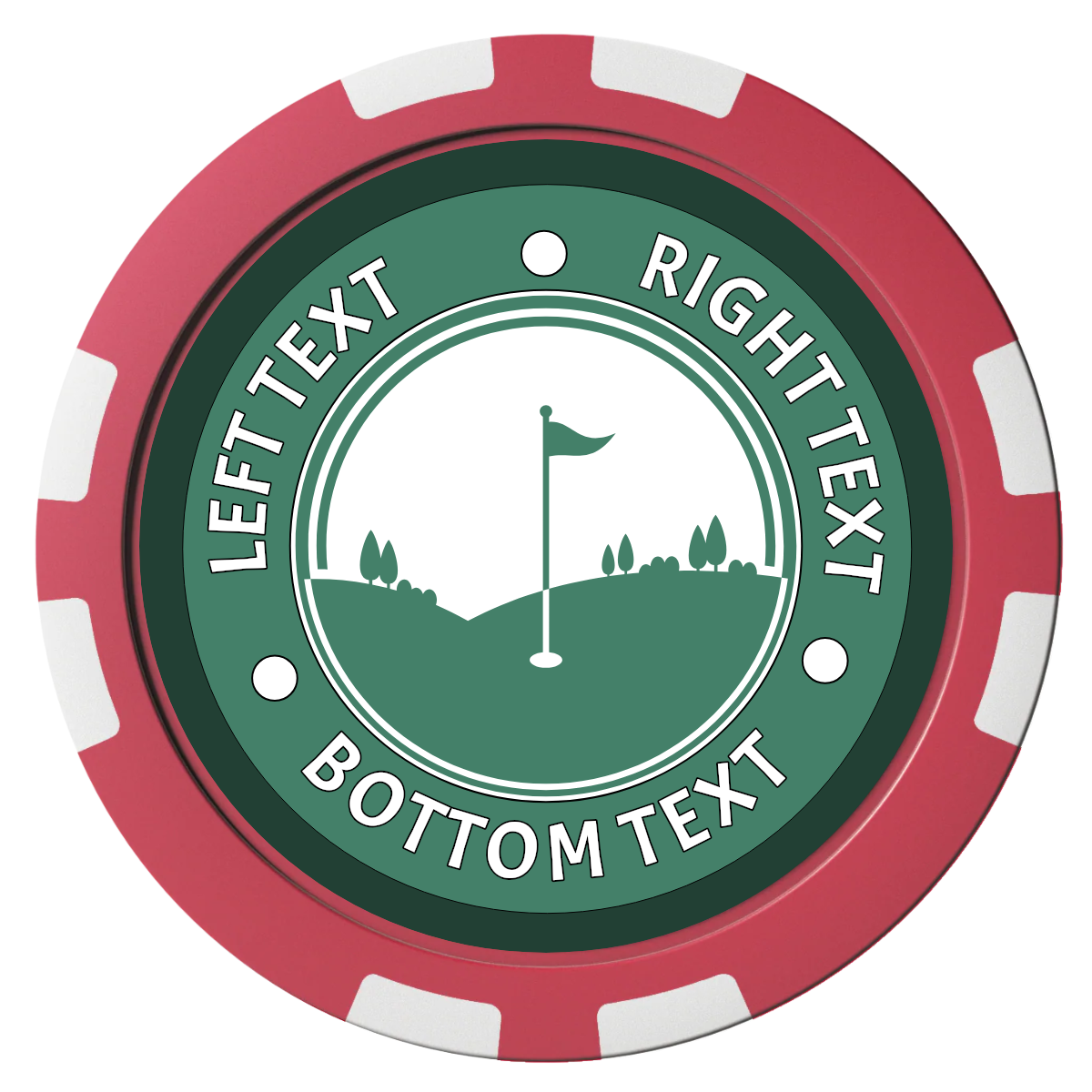 Country Club Golf Course Composite Poker Chips - Red / 8 Stripe - Front