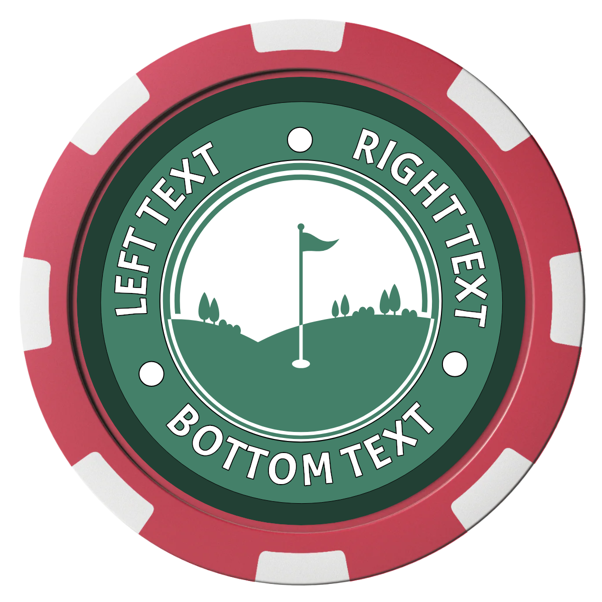 Country Club Golf Course Magnetic Composite Poker Chips - Red / 8 Spot - Front