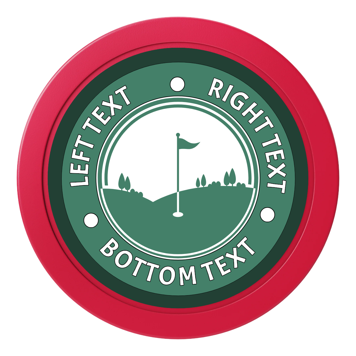 Country Club Golf Course Dealer Button - 50mm / 2 inch Size - Red - Front