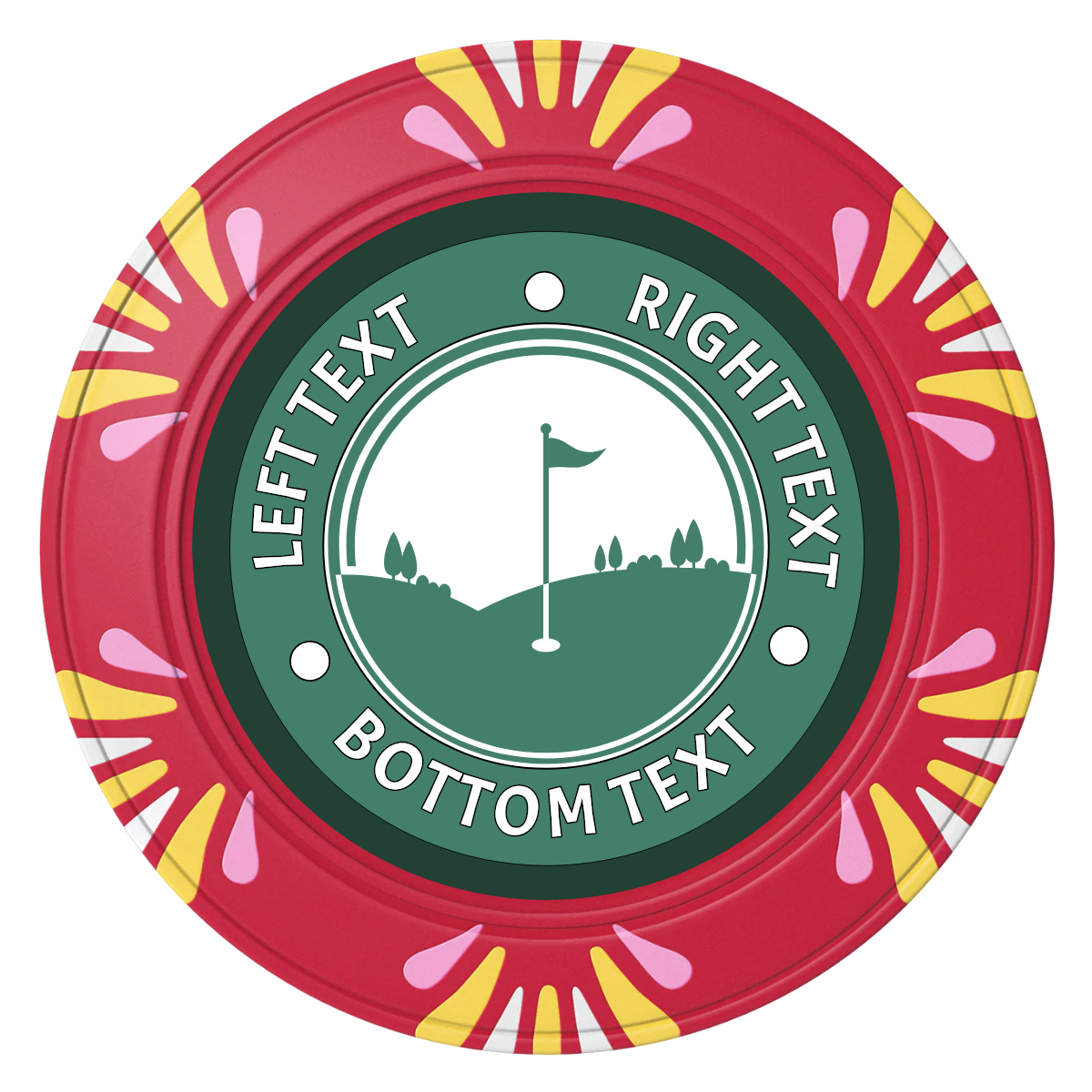 Country Club Golf Course Clay Poker Chips - Red / Macau / 40mm - Front