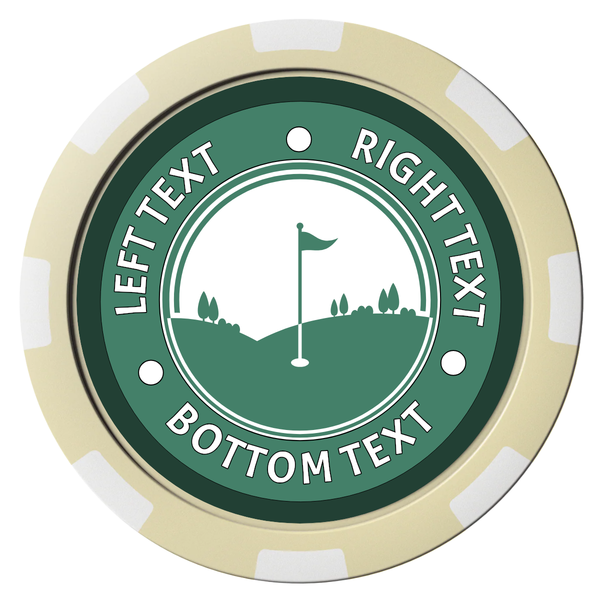 Country Club Golf Course Magnetic Composite Poker Chips - Ivory / 8 Spot - Front