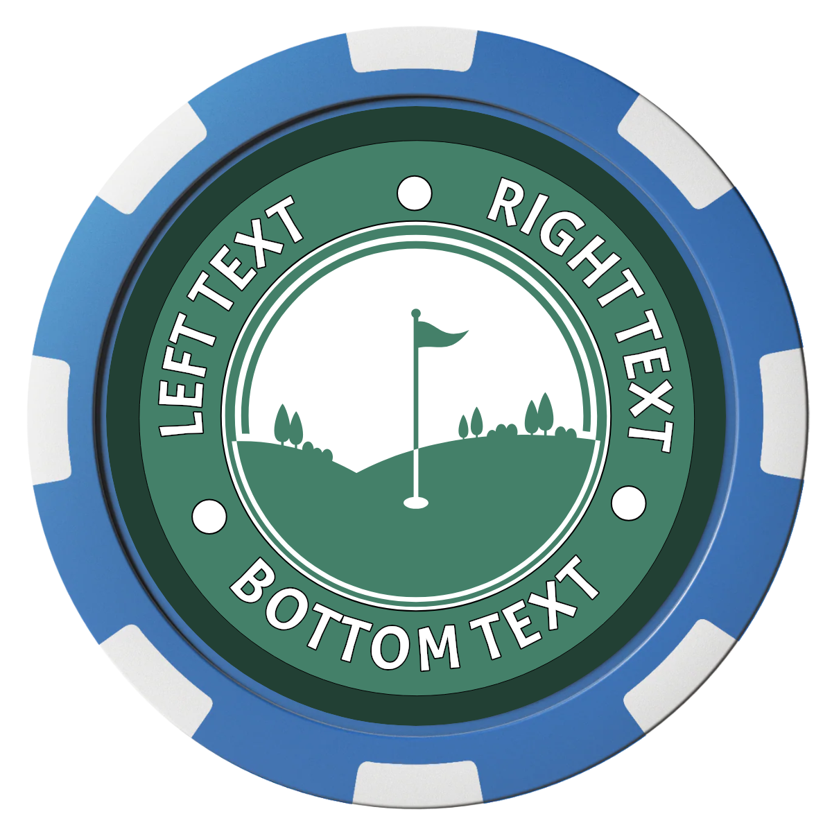 Country Club Golf Course Magnetic Composite Poker Chips - Blue / 8 Spot - Front