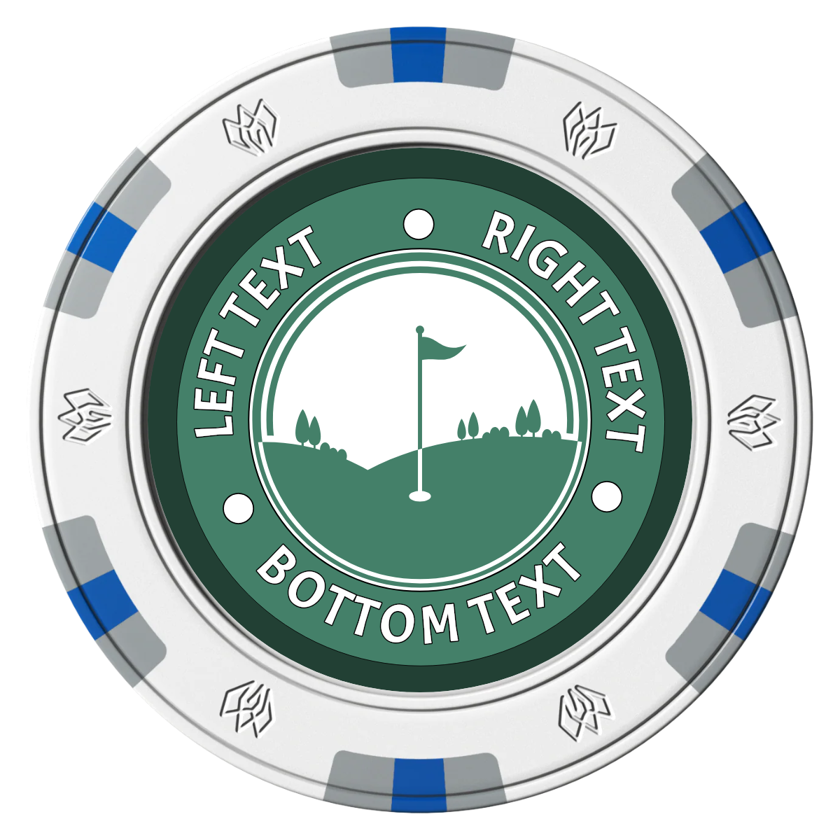 Country Club Golf Course Clay Poker Chips - White / 6 Spot Gem / 43mm - Front