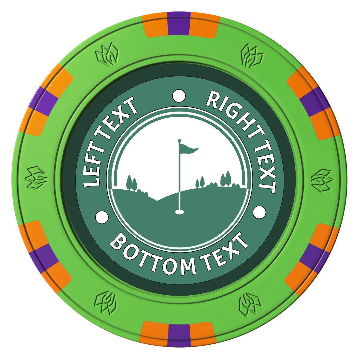 Country Club Golf Course Clay Poker Chips - Green / 6 Spot Gem / 43mm - Front