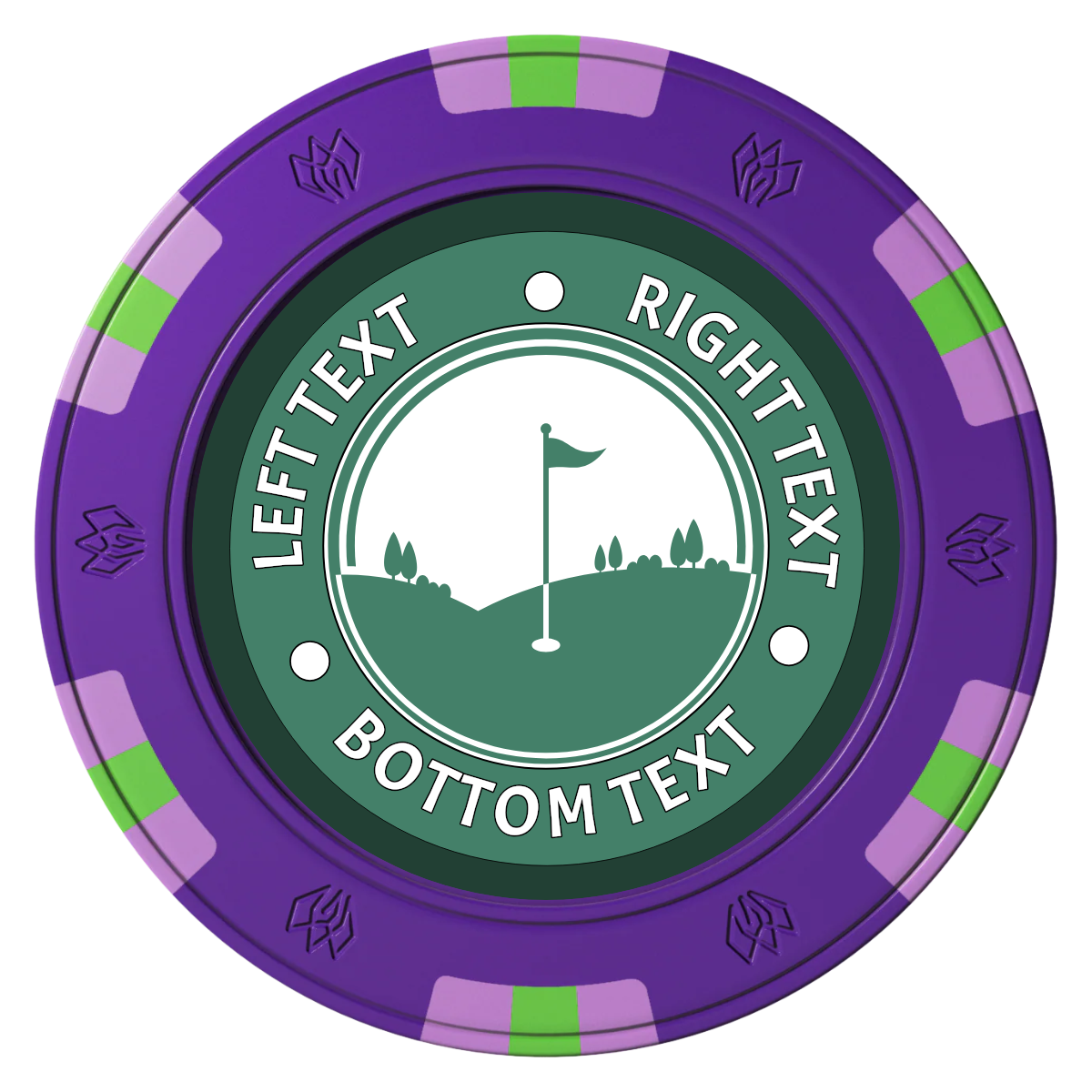 Country Club Golf Course Clay Poker Chips - Purple / 6 Spot Gem / 40mm - Front