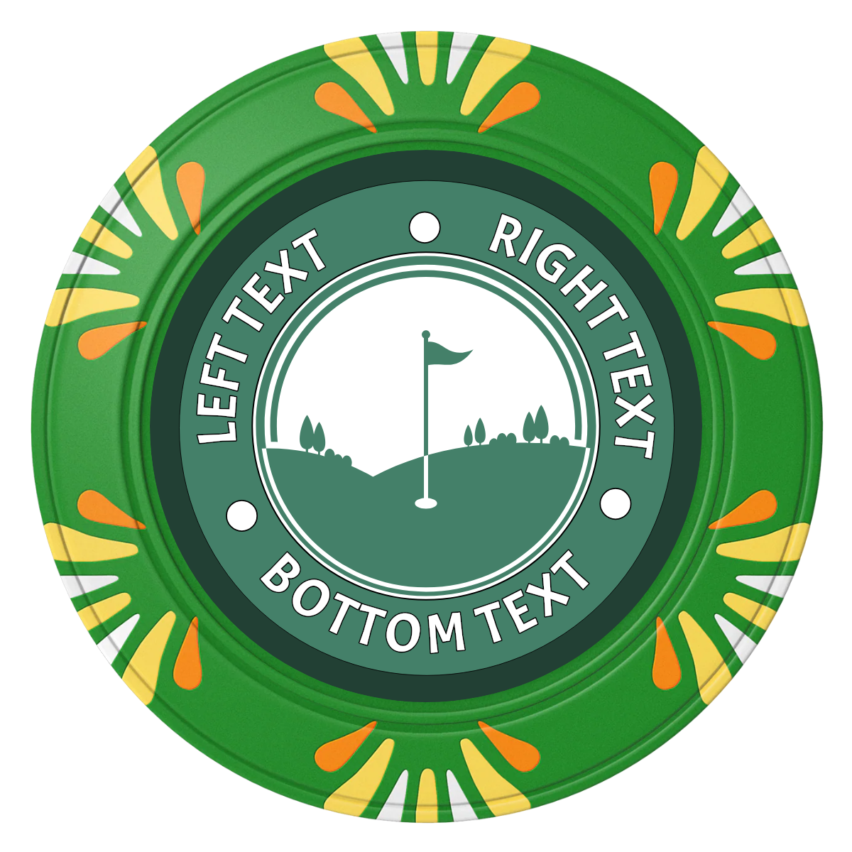 Country Club Golf Course Clay Poker Chips - Green / Macau / 40mm - Front