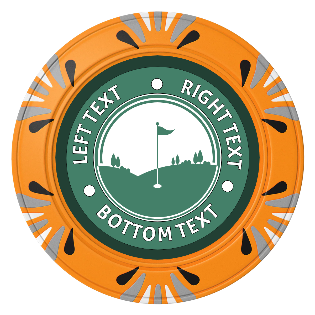 Country Club Golf Course Clay Poker Chips - Orange / Macau / 40mm - Front