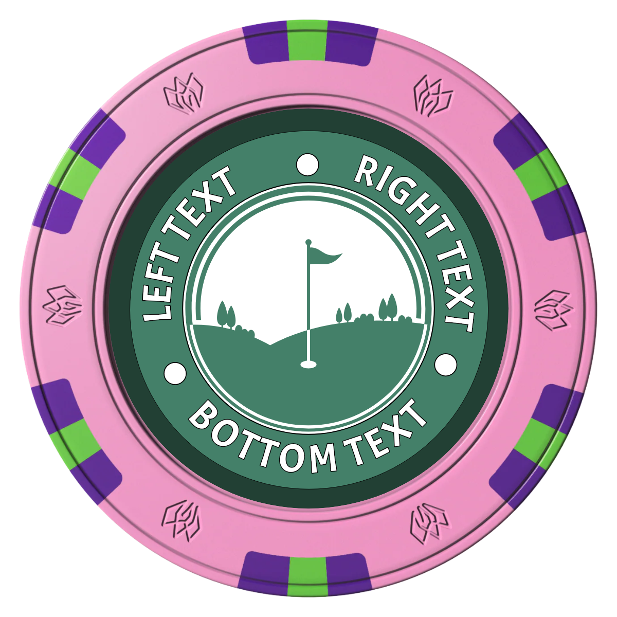 Country Club Golf Course Clay Poker Chips - Pink / 6 Spot Gem / 40mm - Front