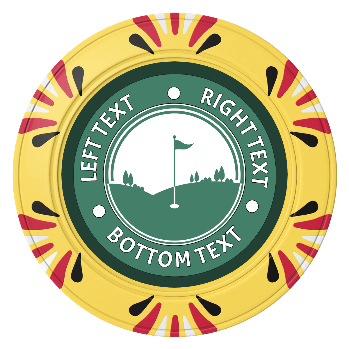 Country Club Golf Course Clay Poker Chips - Yellow / Macau / 40mm - Front