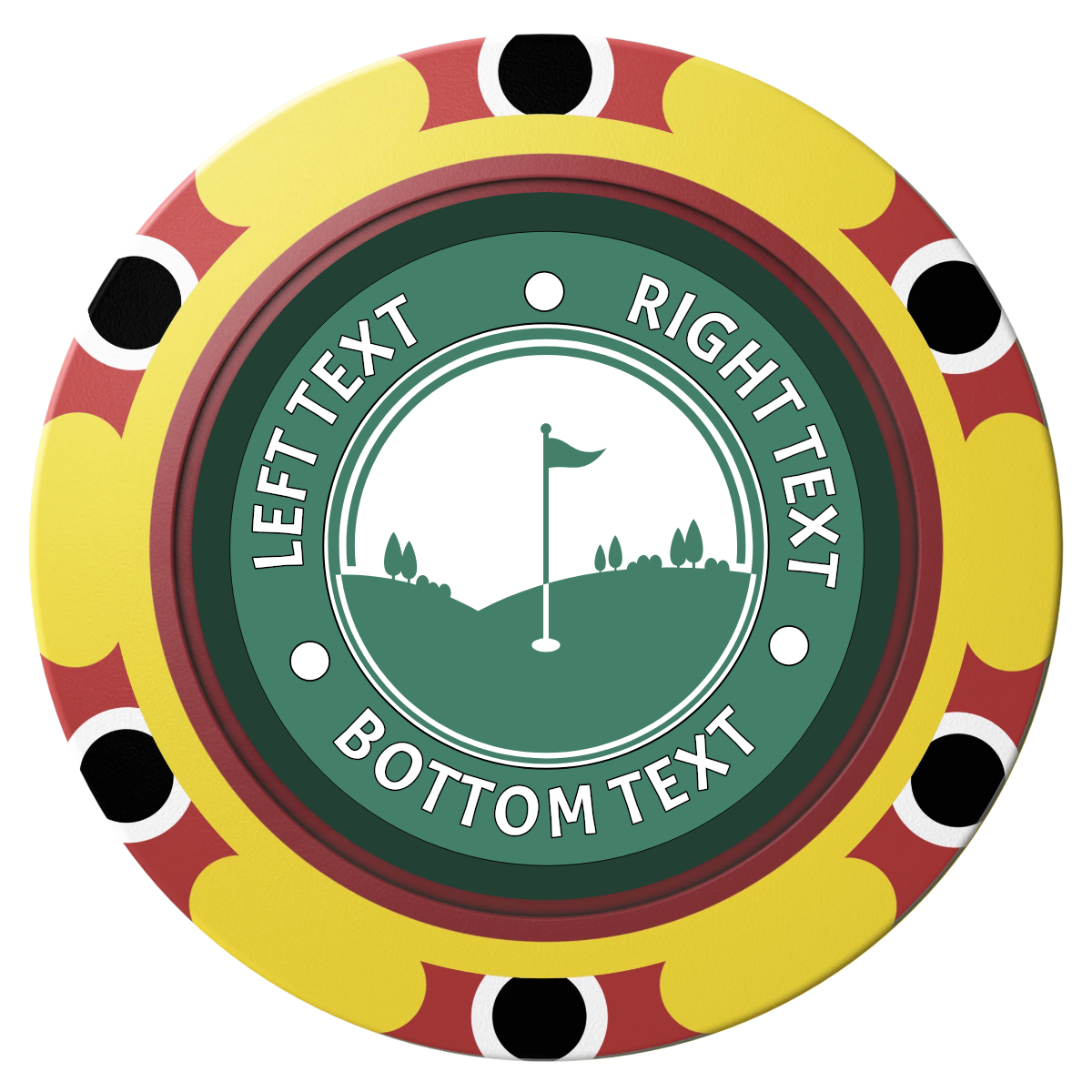 Country Club Golf Course Clay Poker Chips - Yellow / Monte Carlo / 40mm - Front