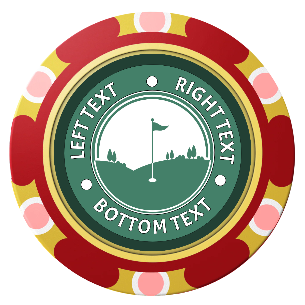 Country Club Golf Course Clay Poker Chips - Red / Monte Carlo / 40mm - Front