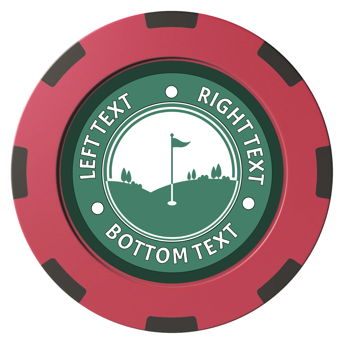 Country Club Golf Course Clay Poker Chips - Red / 8 Spot (2 Tone) / 40mm - Front