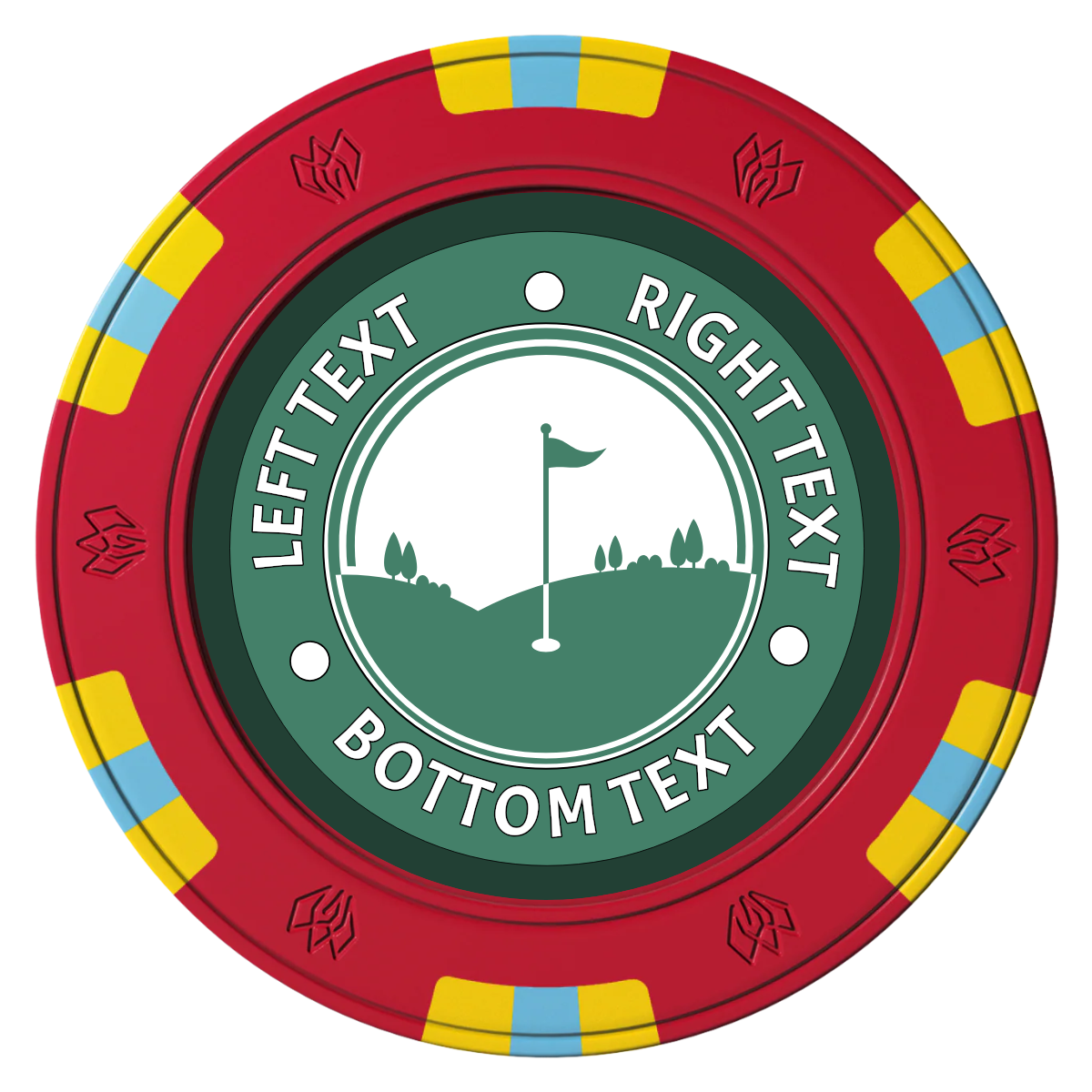 Country Club Golf Course Clay Poker Chips - Red / 6 Spot Gem / 43mm - Front