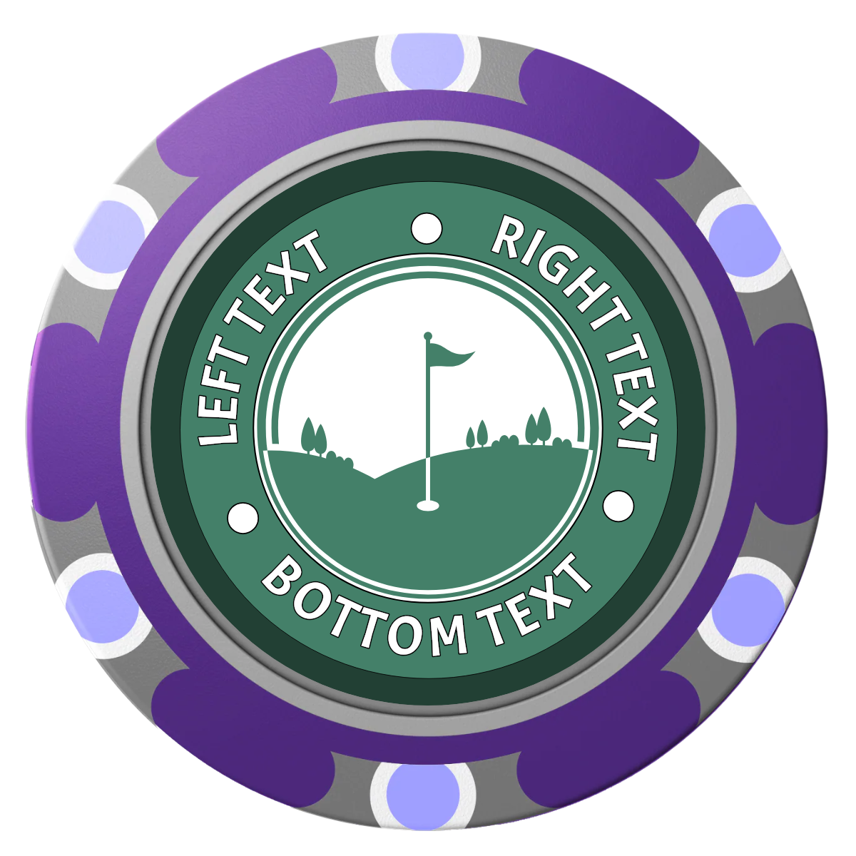 Country Club Golf Course Clay Poker Chips - Purple / Monte Carlo / 40mm - Front