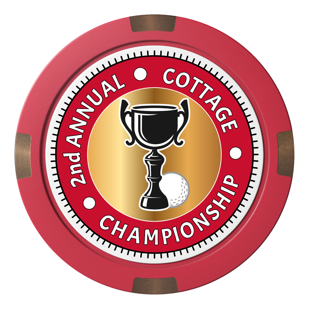 Club Champion Composite & Metal Hybrid Poker Chips - Red / 4 Spot - Front