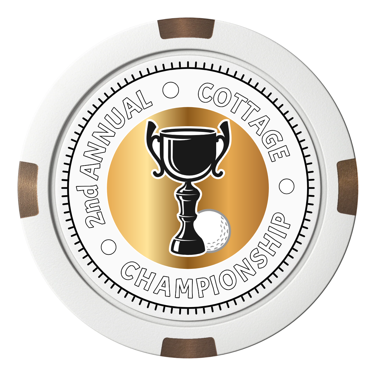 Club Champion Composite & Metal Hybrid Poker Chips - White / 4 Spot - Front
