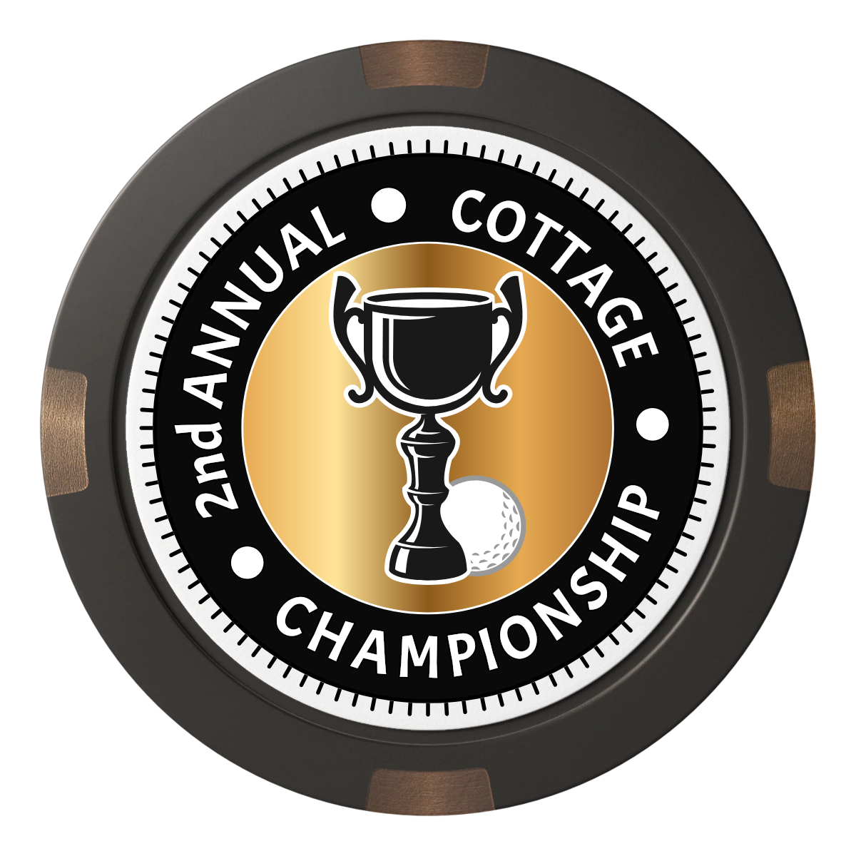 Club Champion Composite & Metal Hybrid Poker Chips - Black / 4 Spot - Front
