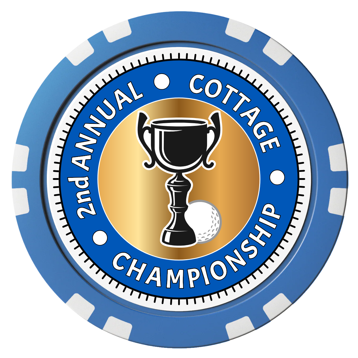 Club Champion Composite Poker Chips - Blue / Double Stripe - Front
