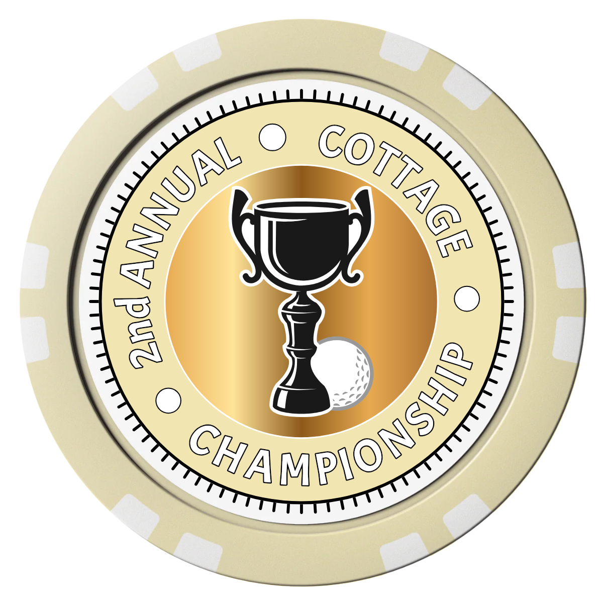 Club Champion Composite Poker Chips - Ivory / Double Stripe - Front