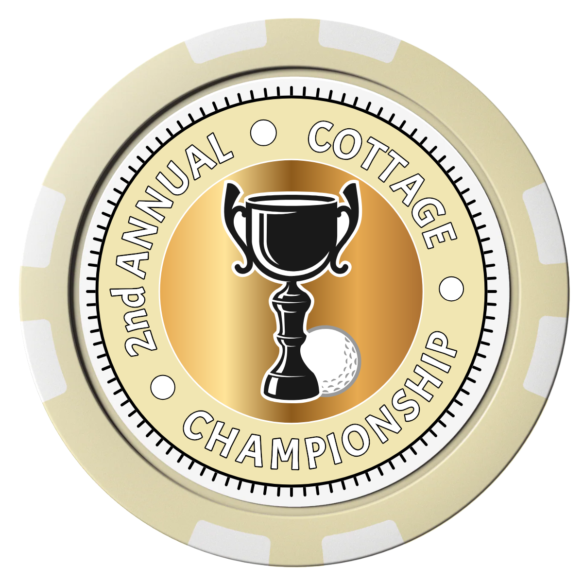 Club Champion Composite Poker Chips - Ivory / 8 Stripe - Front