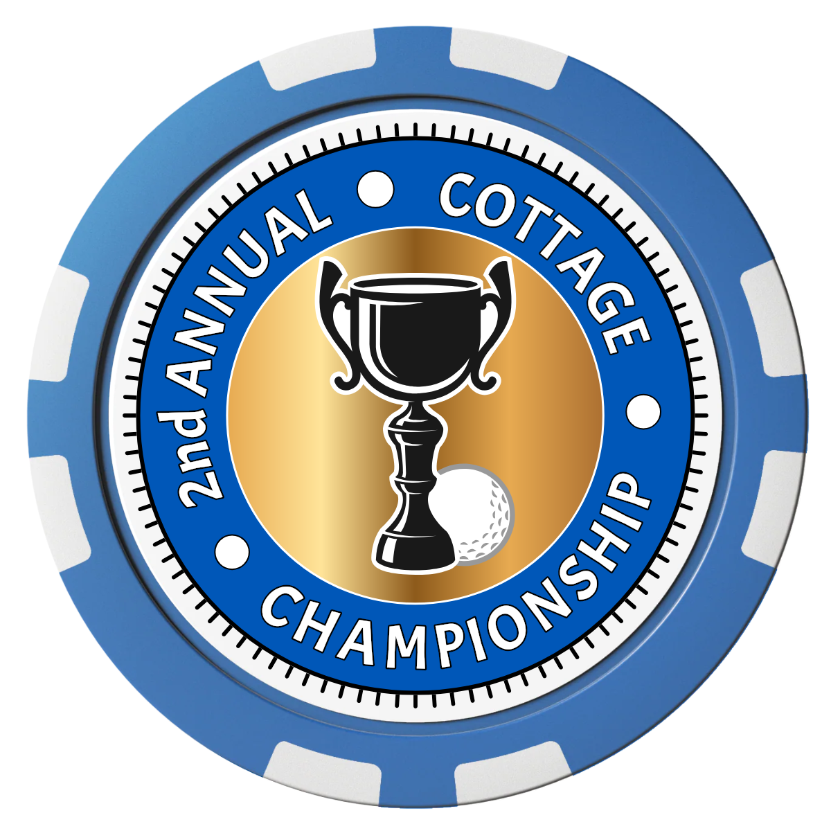 Club Champion Composite Poker Chips - Blue / 8 Stripe - Front