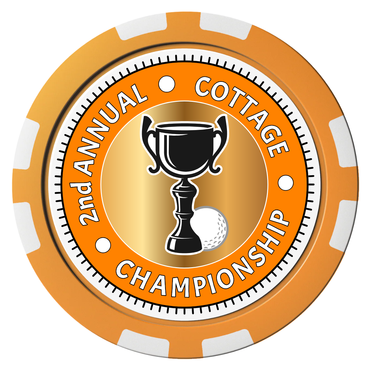 Club Champion Composite Poker Chips - Orange / 8 Stripe - Front