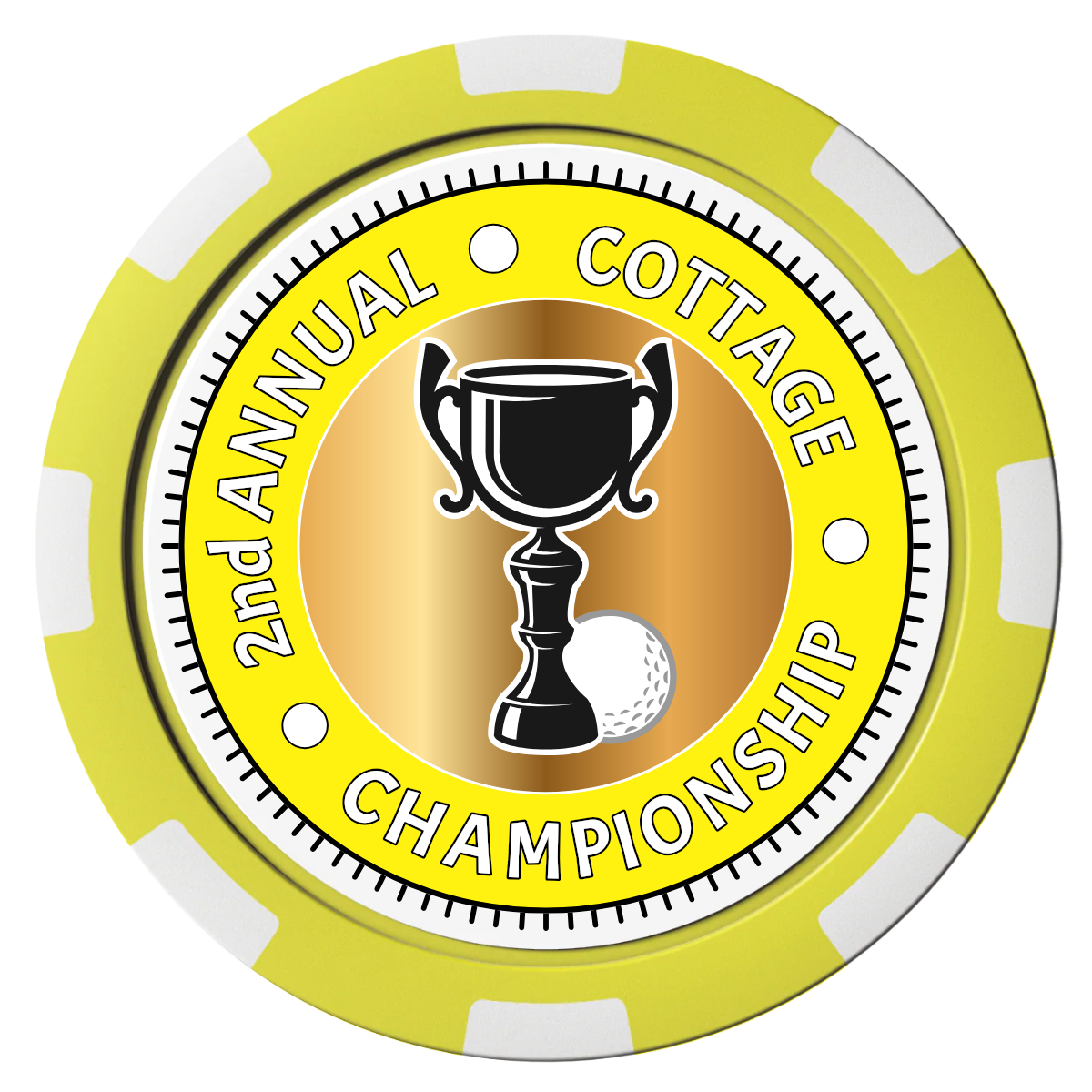 Club Champion Composite Poker Chips - Yellow / 8 Spot - Front