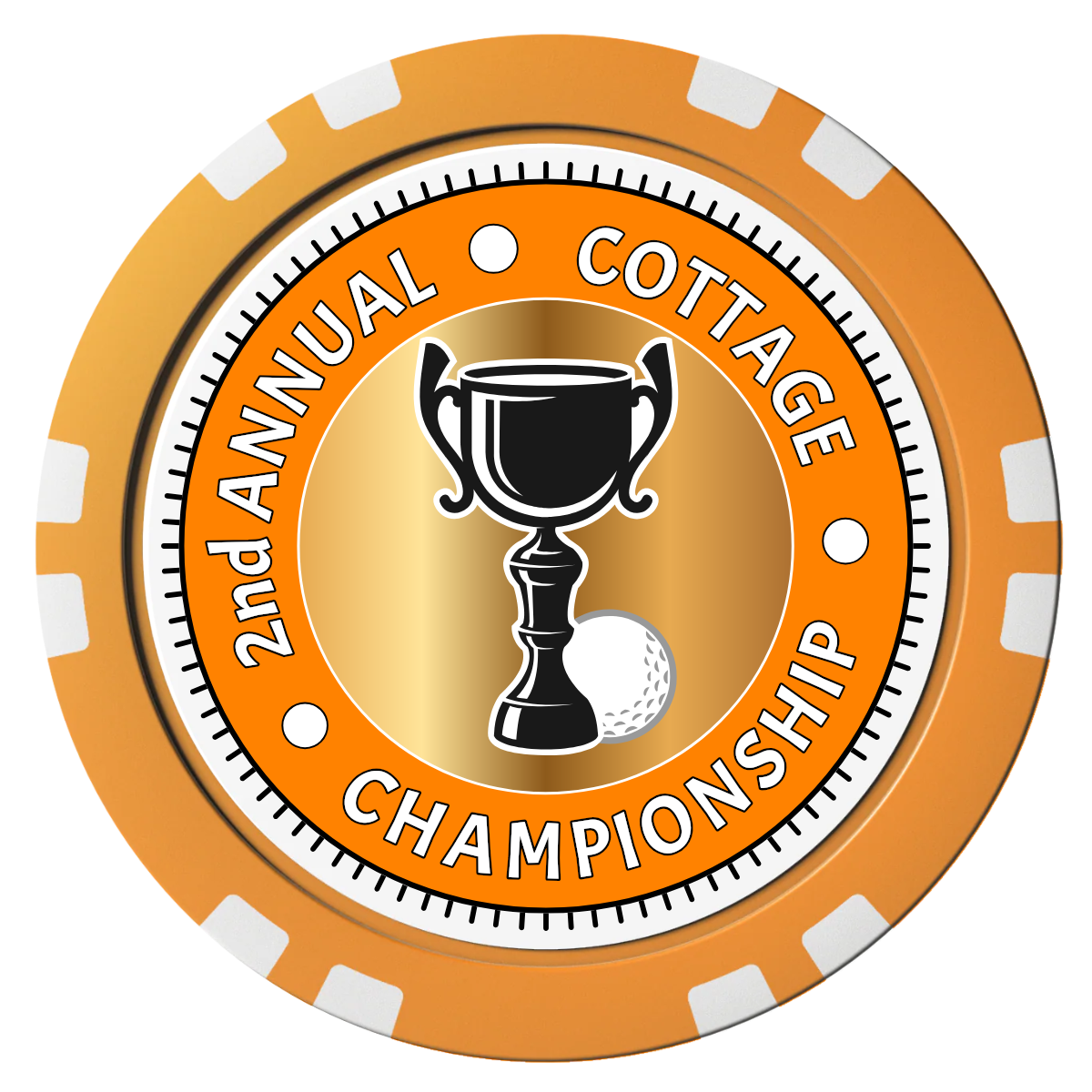 Club Champion Composite Poker Chips - Orange / Double Stripe - Front