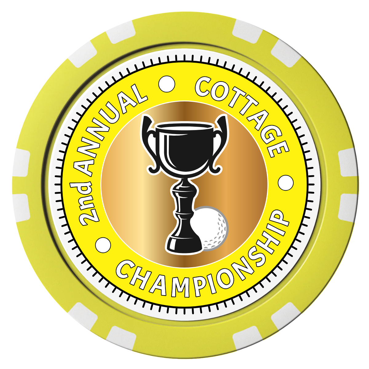 Club Champion Composite Poker Chips - Yellow / Double Stripe - Front