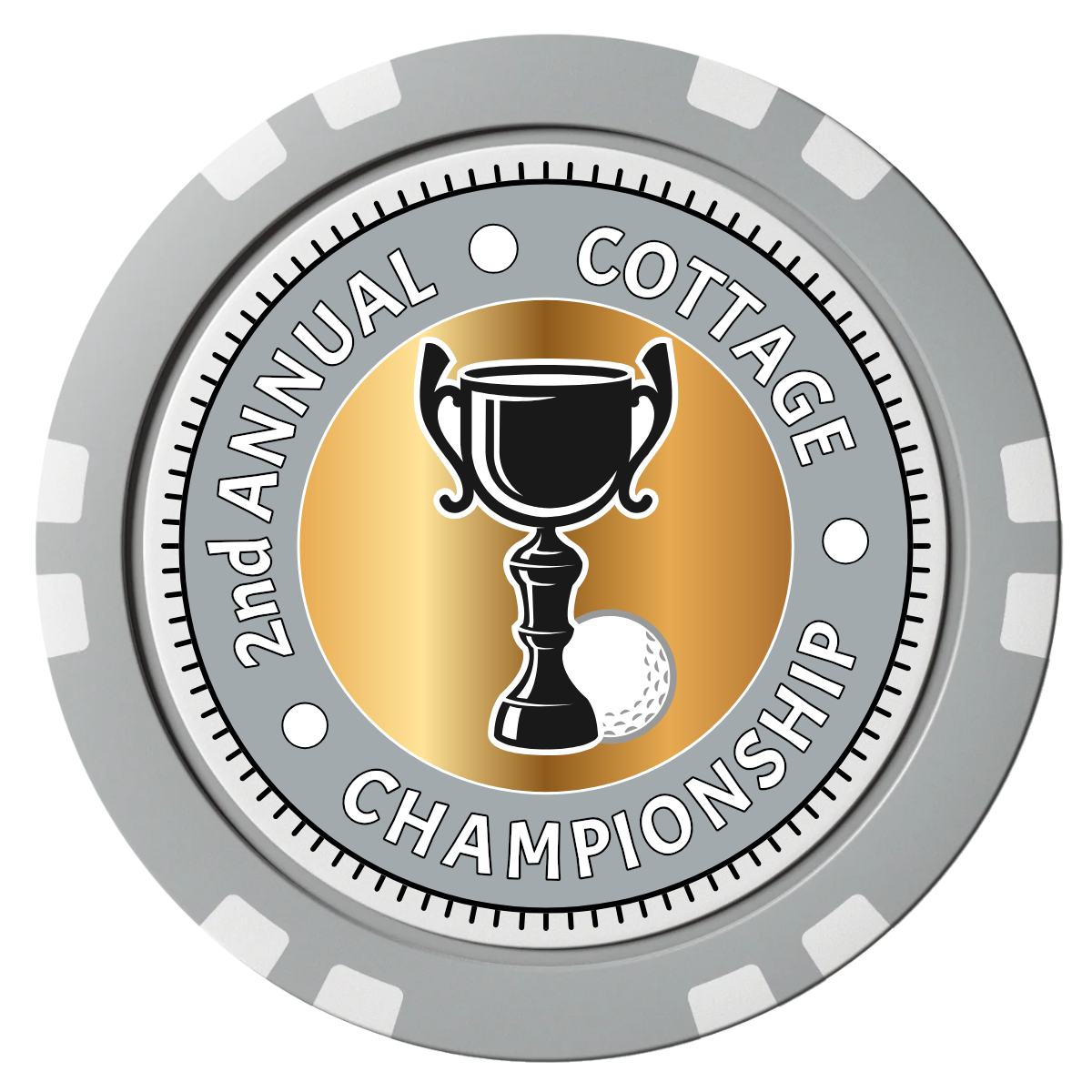 Club Champion Composite Poker Chips - Gray / Double Stripe - Front