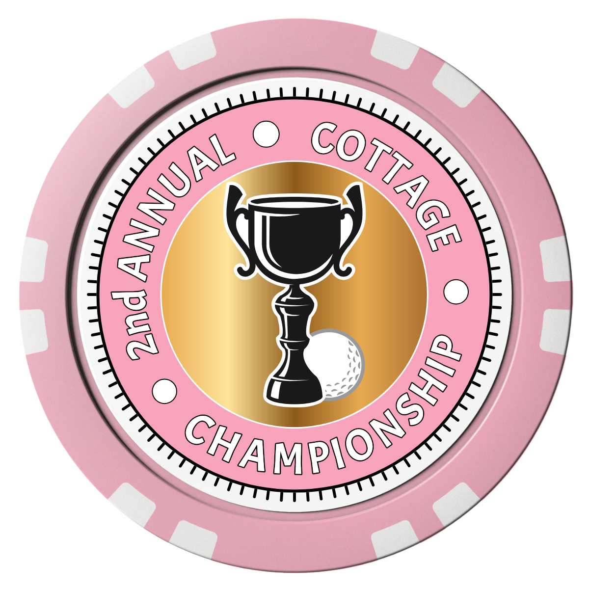Club Champion Composite Poker Chips - Pink / Double Stripe - Front