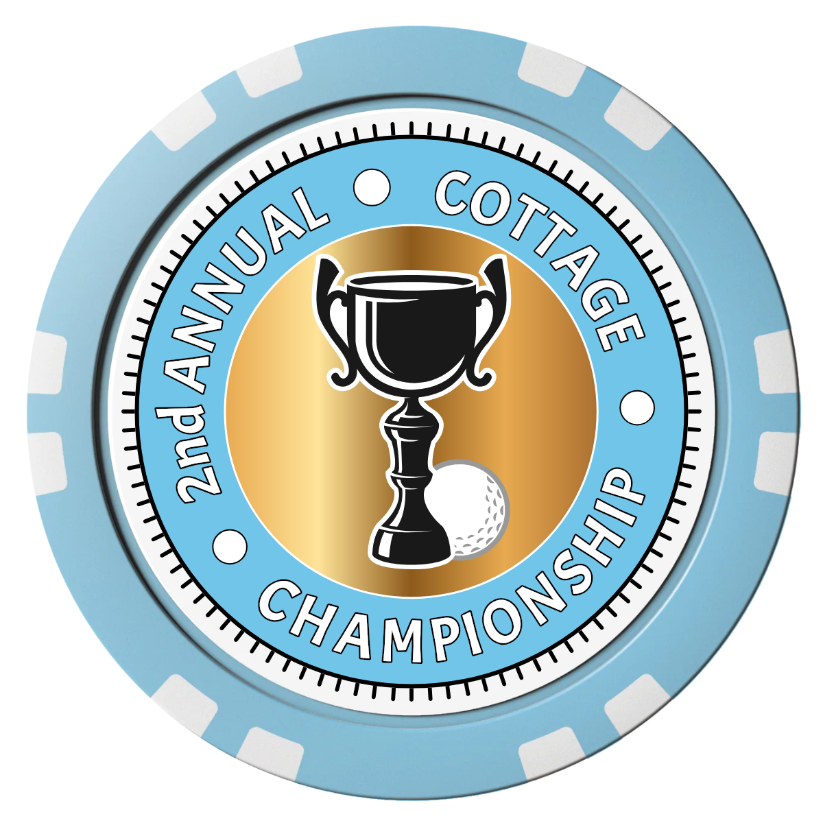 Club Champion Composite Poker Chips - Light Blue / Double Stripe - Front
