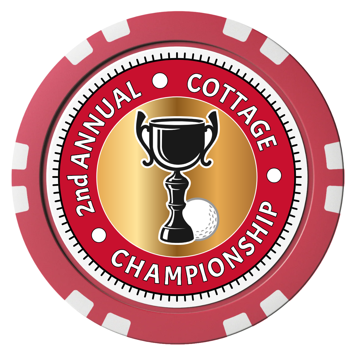 Club Champion Composite Poker Chips - Red / Double Stripe - Front