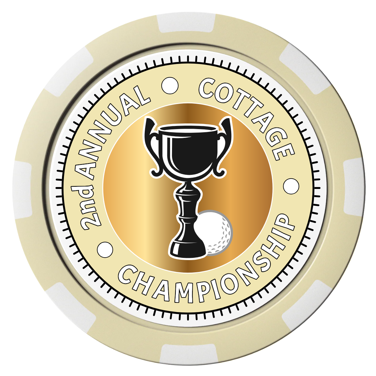 Club Champion Composite Poker Chips - Ivory / 8 Spot - Front