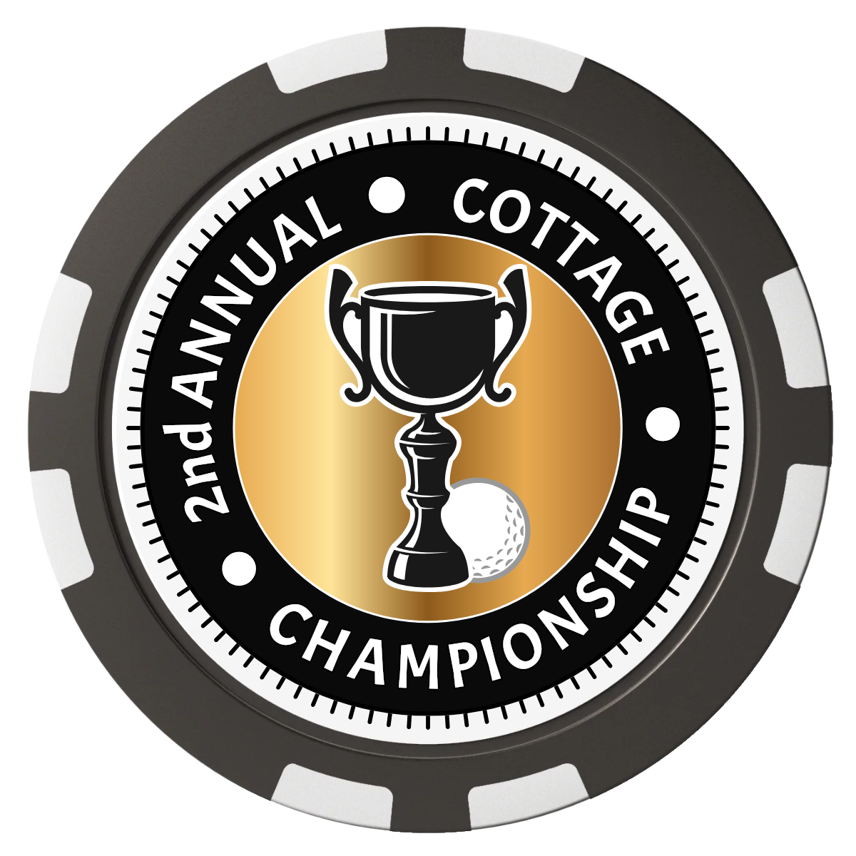 Club Champion Composite Poker Chips - Black / 8 Stripe - Front