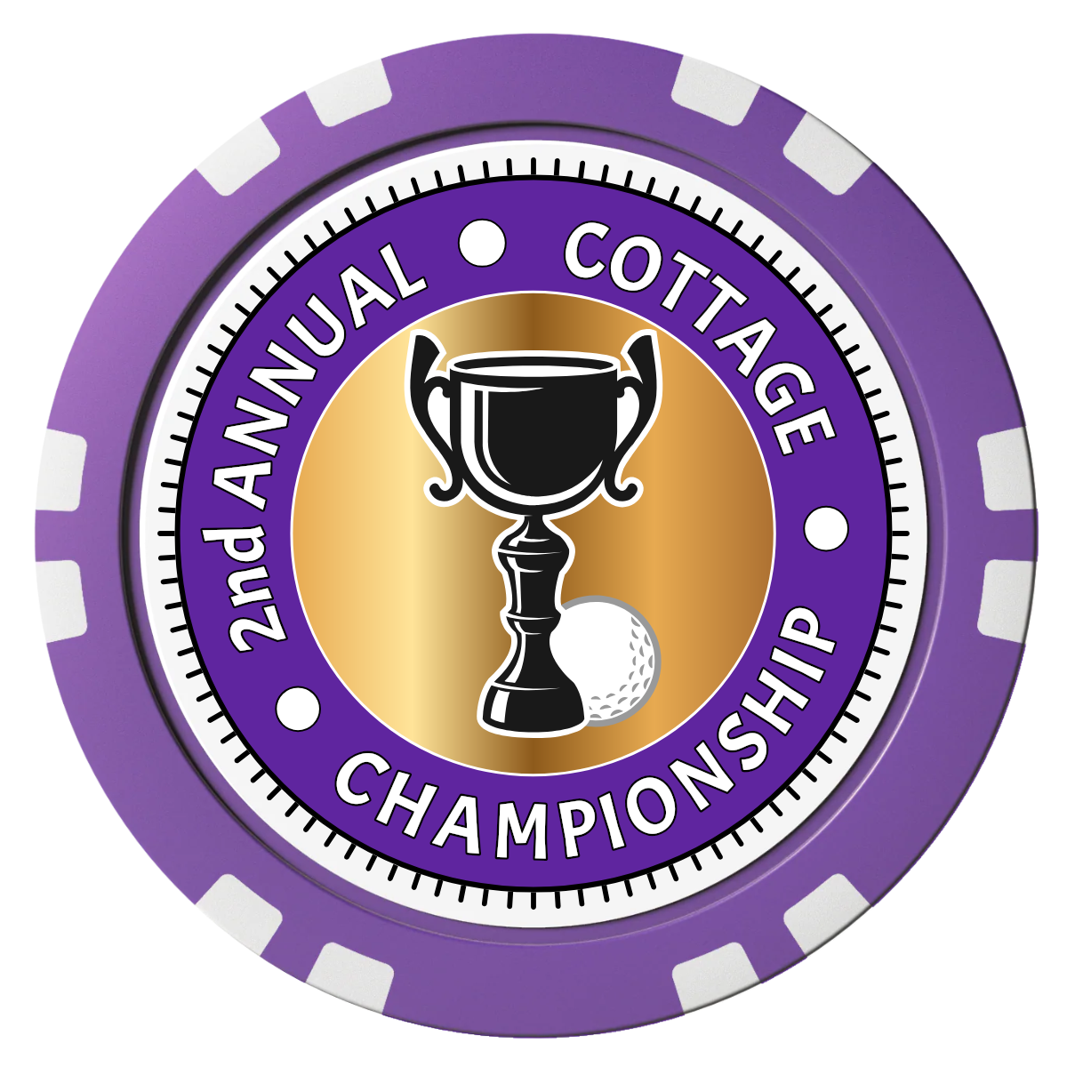 Club Champion Composite Poker Chips - Purple / Double Stripe - Front