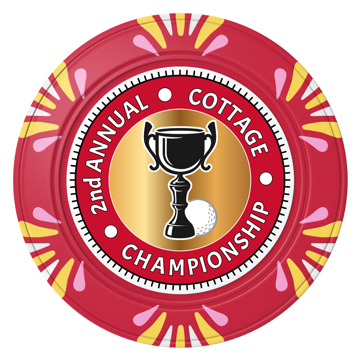 Club Champion Clay Poker Chips - Red / Macau / 40mm - Front