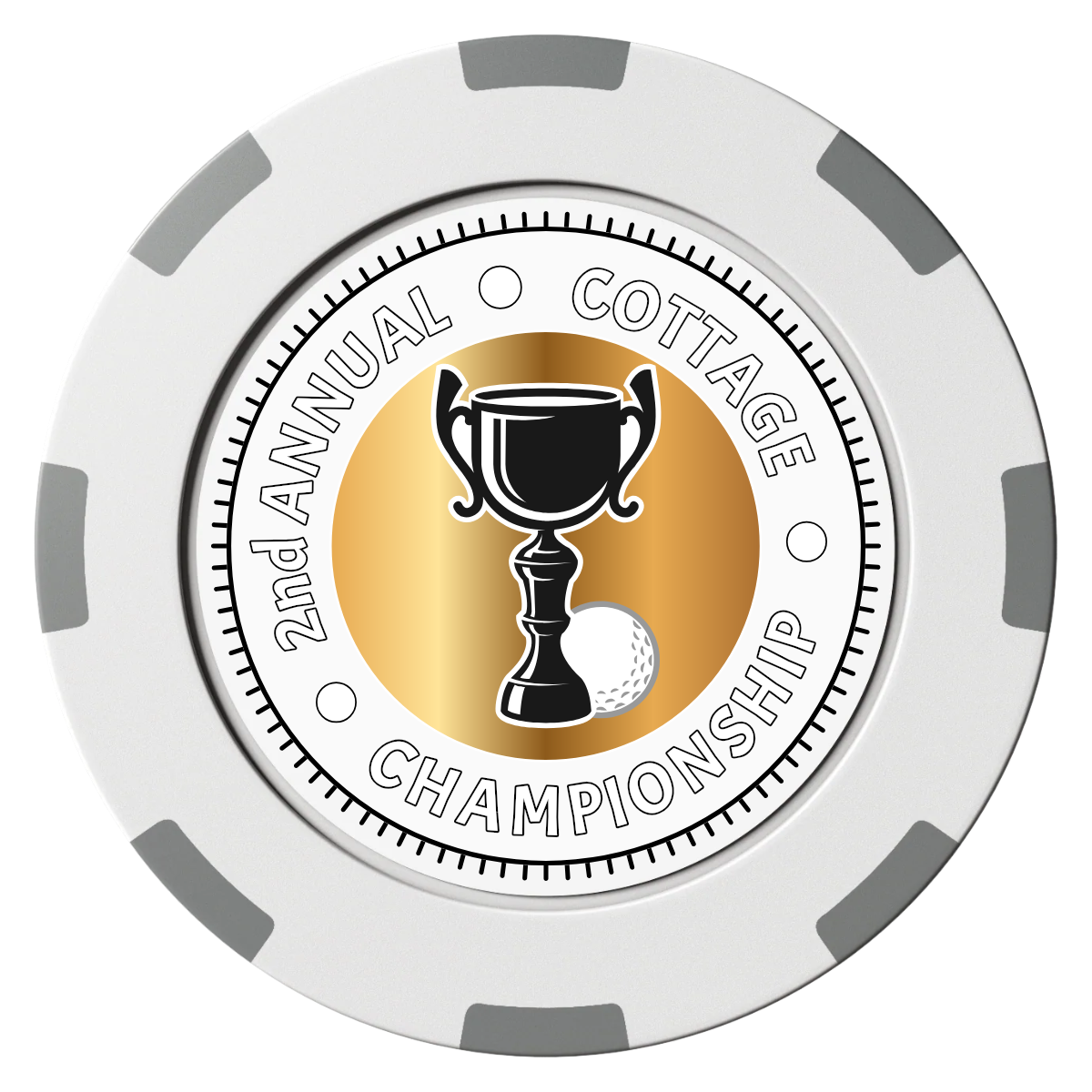 Club Champion Clay Poker Chips - White / 8 Spot (2 Tone) / 40mm - Front