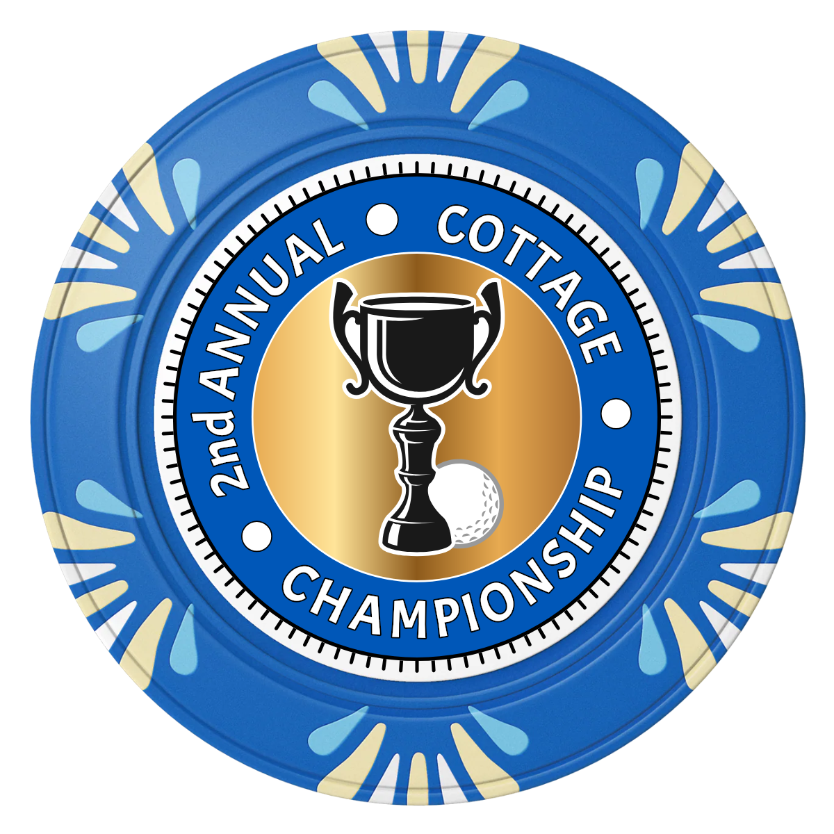 Club Champion Clay Poker Chips - Blue / Macau / 40mm - Front
