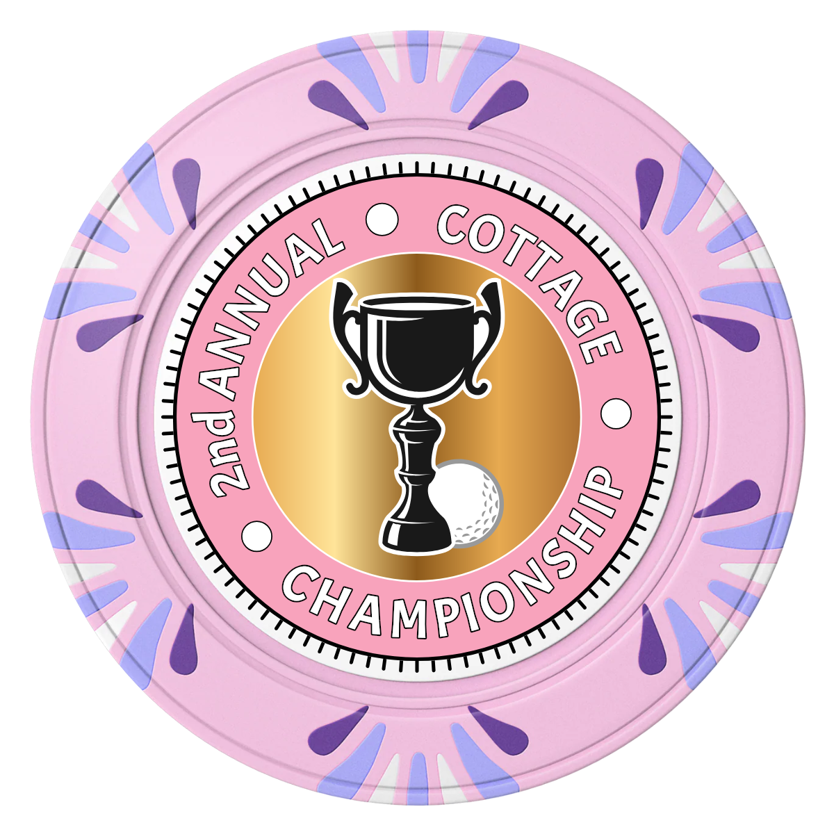 Club Champion Clay Poker Chips - Pink / Macau / 40mm - Front