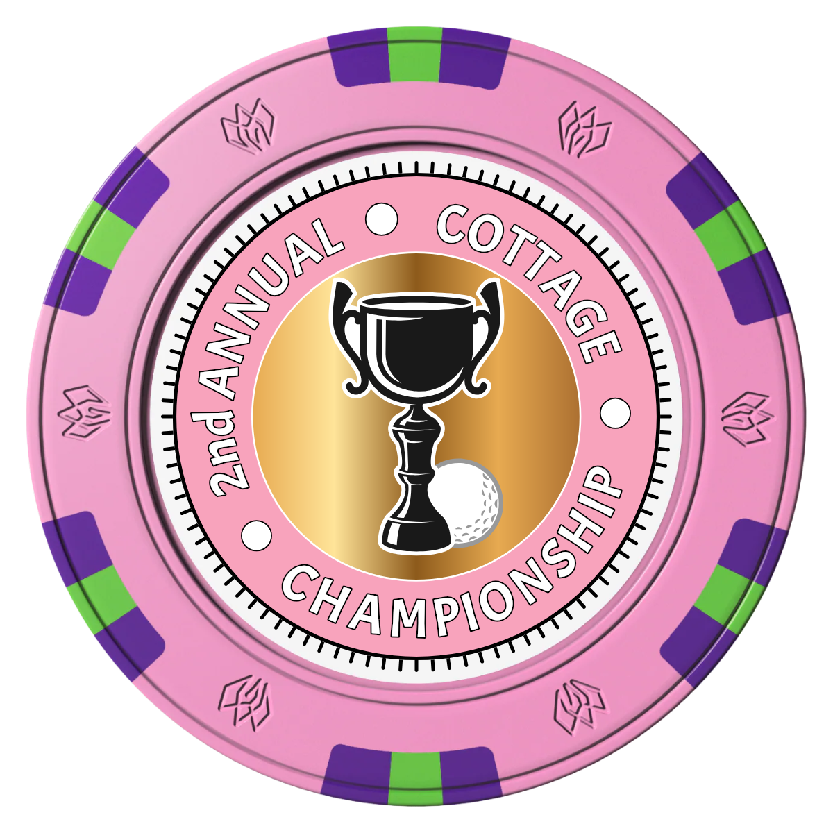 Club Champion Clay Poker Chips - Pink / 6 Spot Gem / 40mm - Front