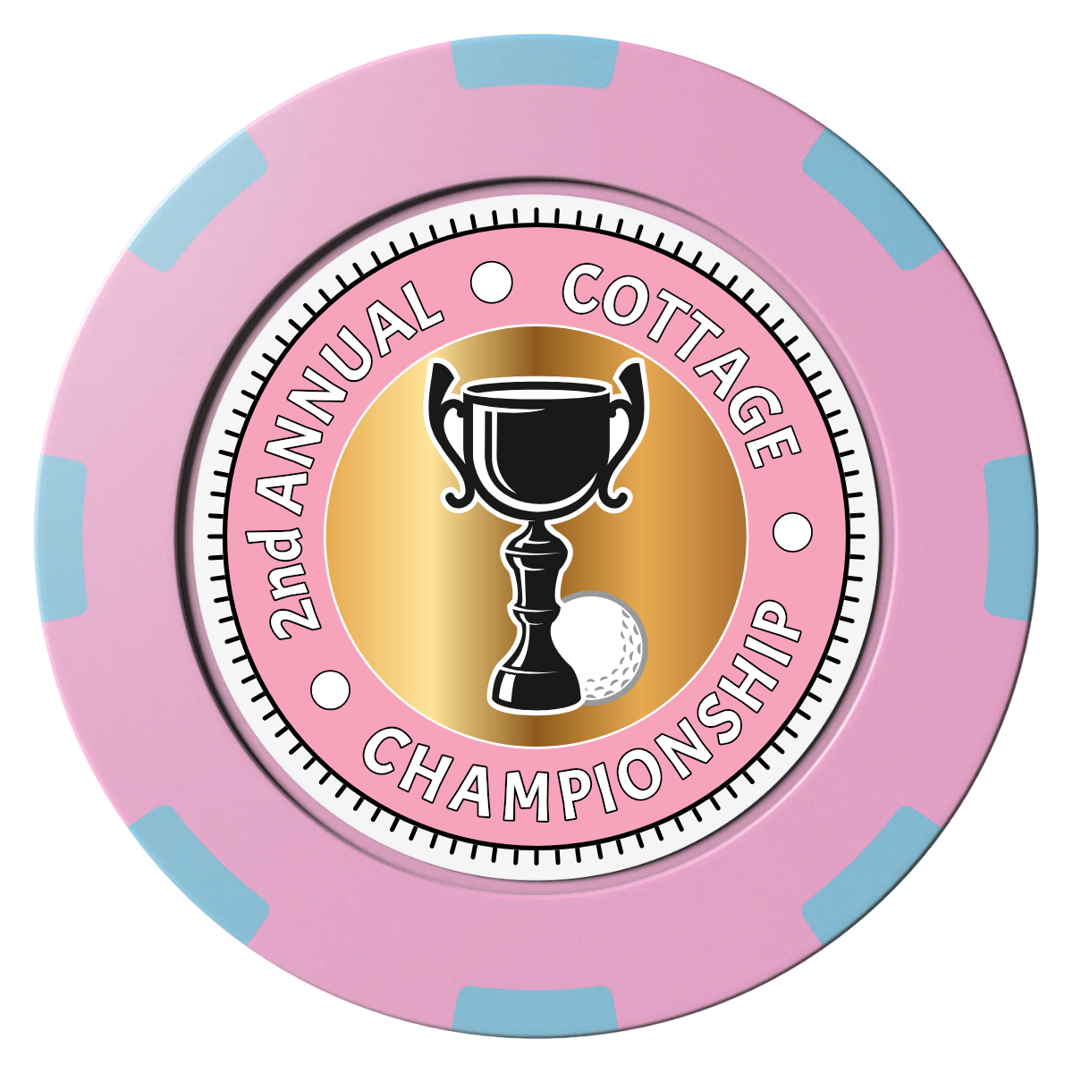 Club Champion Clay Poker Chips - Pink / 8 Spot (2 Tone) / 40mm - Front