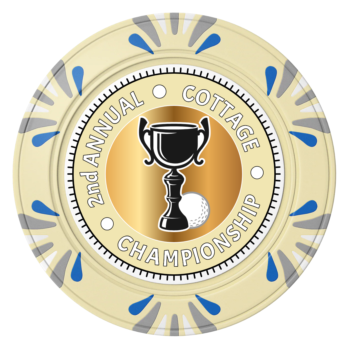 Club Champion Clay Poker Chips - Ivory / Macau / 40mm - Front